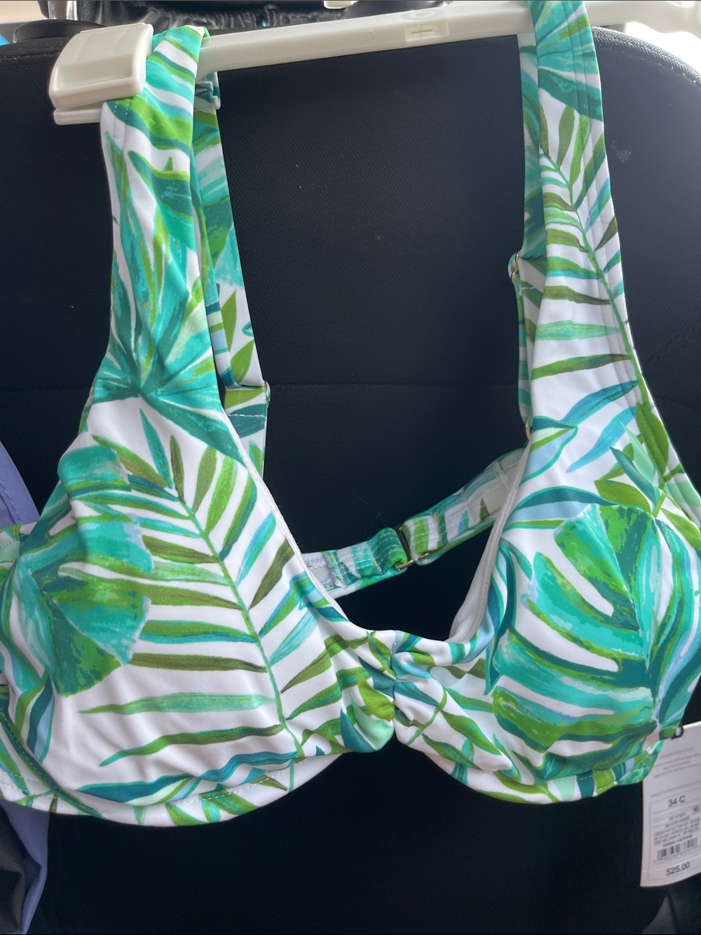 Shade & Shore Green and Teal Leaf Print Bikini Top 34c